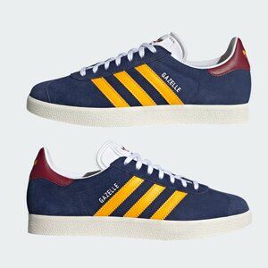 Adidas Gazelle Dark Blue Crew Yellow Burgundy size 11 IF0877 Preowned